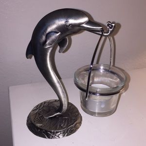 Metal Dolphin Candle Holder